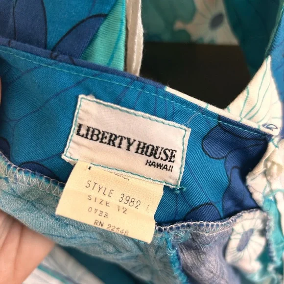 Vintage LIBERTY HOUSE HAWAII Sleeveless Floral Maxi Dress 💙🩵💙 - Picture 6 of 8